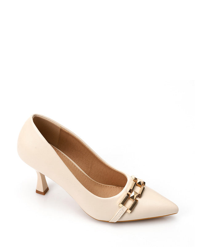 HOG-DJTX-008 Cream Pointed Kitten Heel