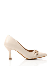 HOG-DJTX-008 Cream Pointed Kitten Heel