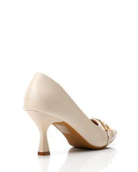 HOG-DJTX-008 Cream Pointed Kitten Heel