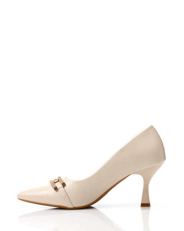 HOG-DJTX-008 Cream Pointed Kitten Heel