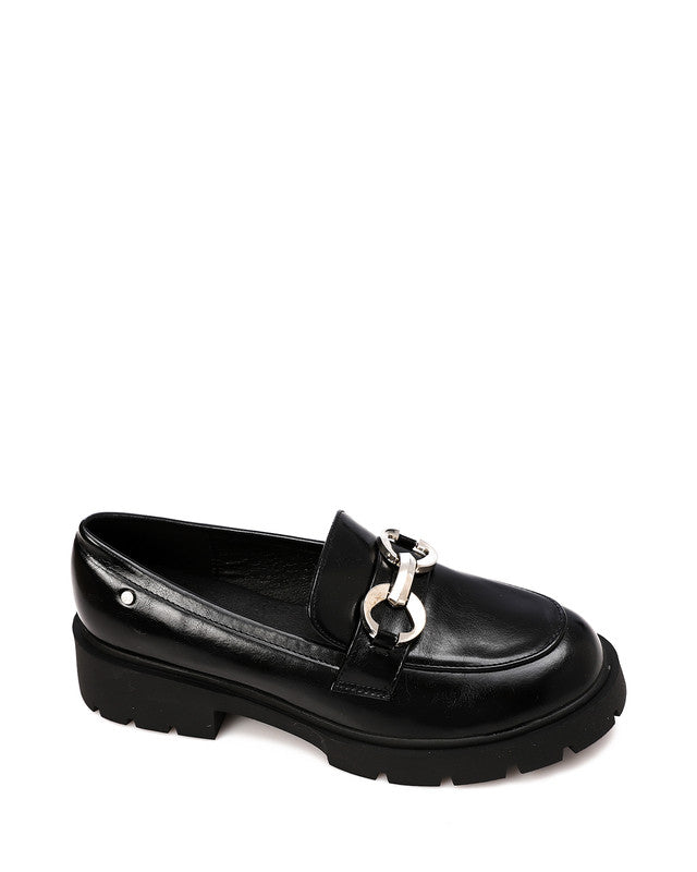 HOG-DVTS-005 Decorative Buckle Plain Leather Loafer