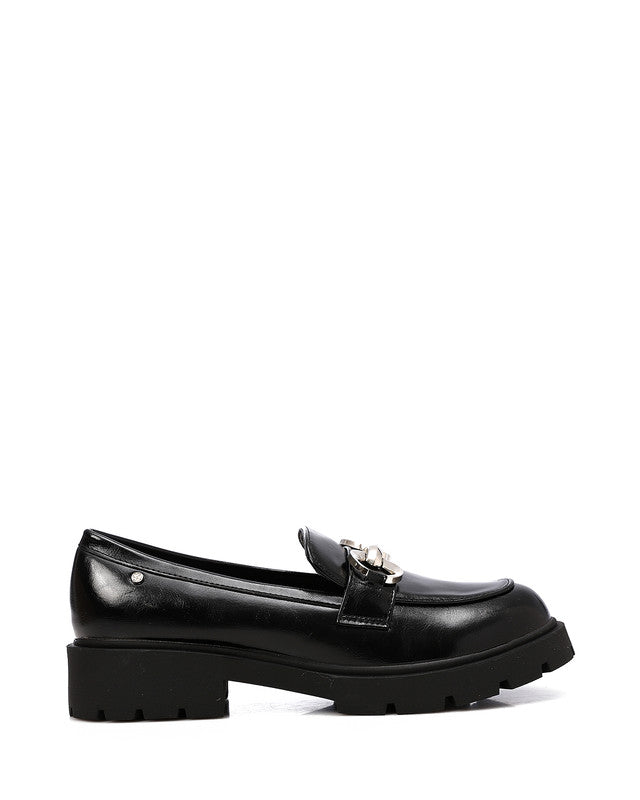 HOG-DVTS-005 Decorative Buckle Plain Leather Loafer