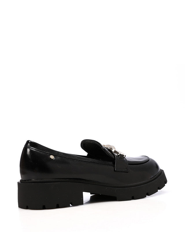 HOG-DVTS-005 Decorative Buckle Plain Leather Loafer