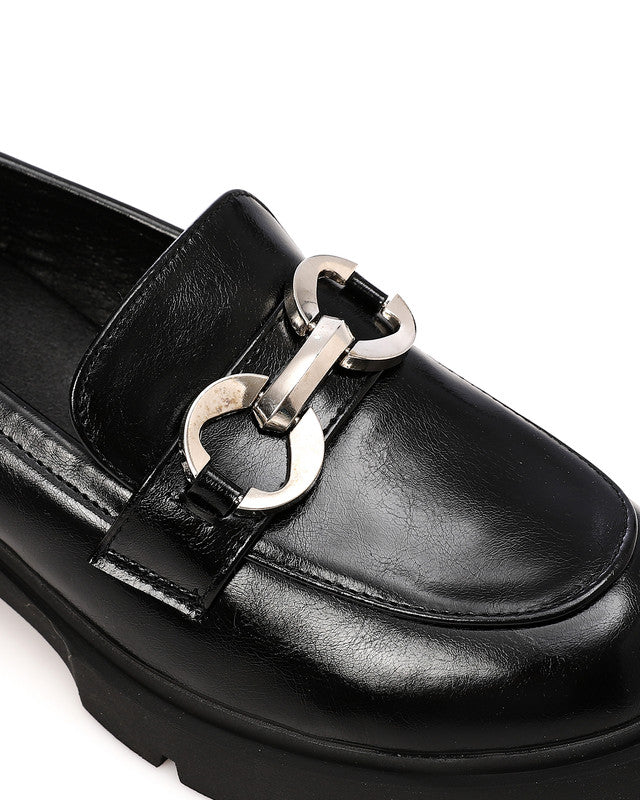 HOG-DVTS-005 Decorative Buckle Plain Leather Loafer