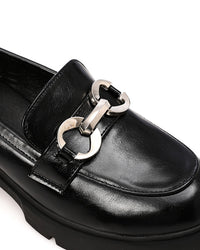 HOG-DVTS-005 Decorative Buckle Plain Leather Loafer