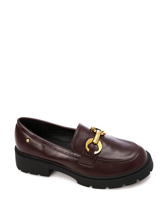 HOG-DVTS-005 Decorative Buckle Plain Leather Loafer