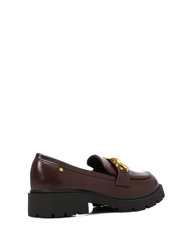HOG-DVTS-005 Decorative Buckle Plain Leather Loafer