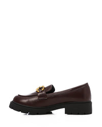 HOG-DVTS-005 Decorative Buckle Plain Leather Loafer
