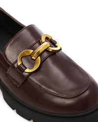 HOG-DVTS-005 Decorative Buckle Plain Leather Loafer