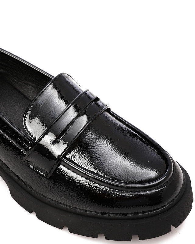 HOG-DVTS-006 Shiny Leather Round Toe Shape Loafer
