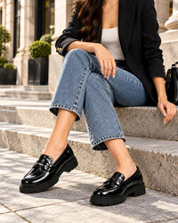 HOG-DVTS-006 Shiny Leather Round Toe Shape Loafer
