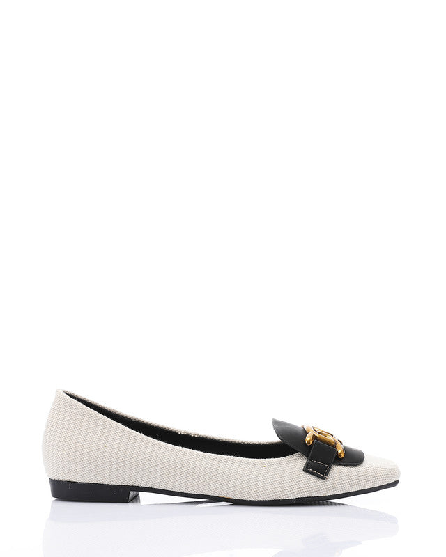 JAL-DJTV-011 Textile Comfort Ballerinas - Black & Off White