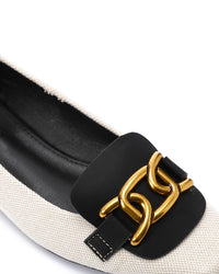 JAL-DJTV-011 Textile Comfort Ballerinas - Black & Off White