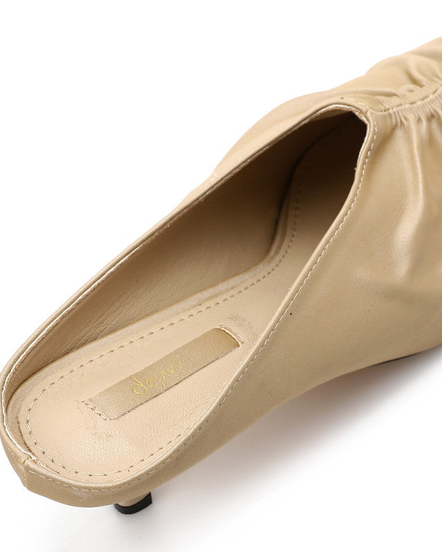 JAL-DJTV-038 Stitched Details Mid Heel Mules