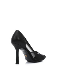 JAL-DVTV-021 Pointed Toecap Mesh & Leather Heels - Black