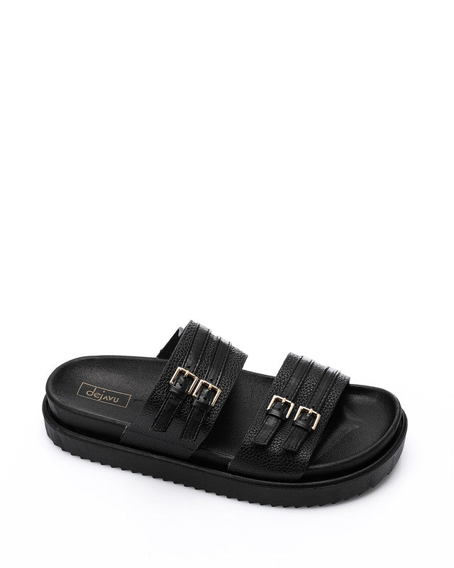 KND-DJTV-005 Leather Belt Black Slipper