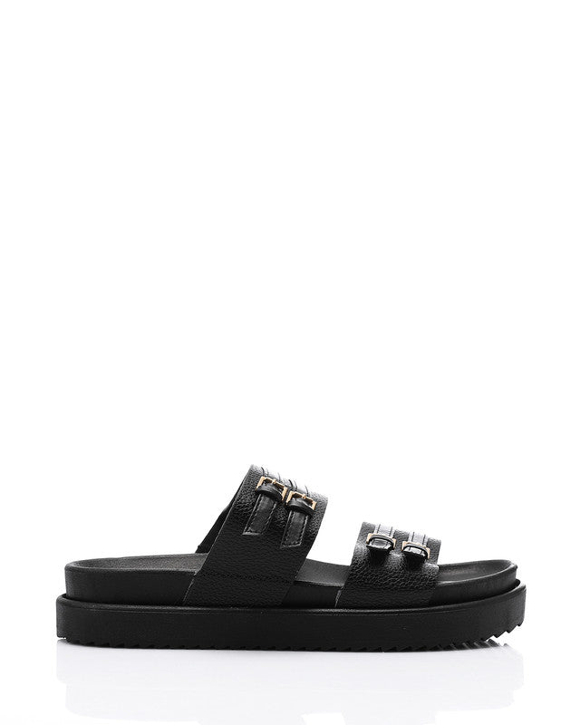 KND-DJTV-005 Leather Belt Black Slipper