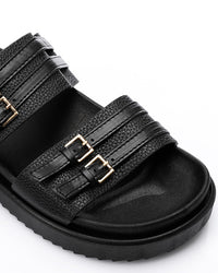 KND-DJTV-005 Leather Belt Black Slipper