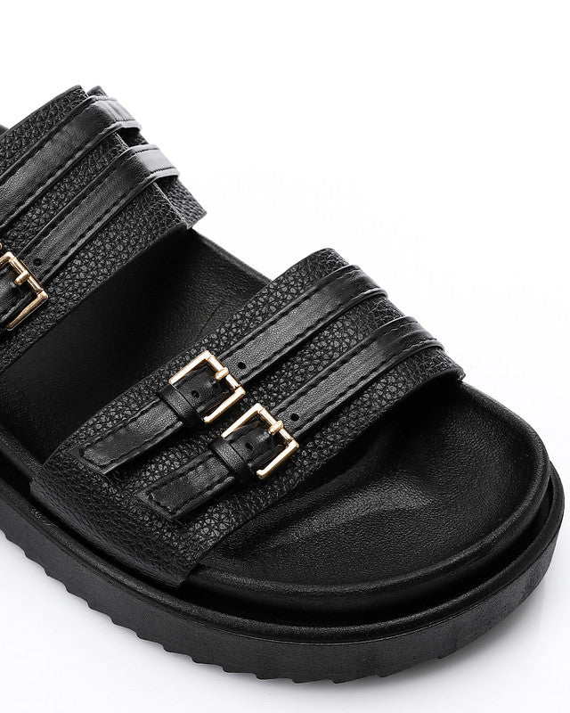 KND-DJTV-005 Leather Belt Black Slipper