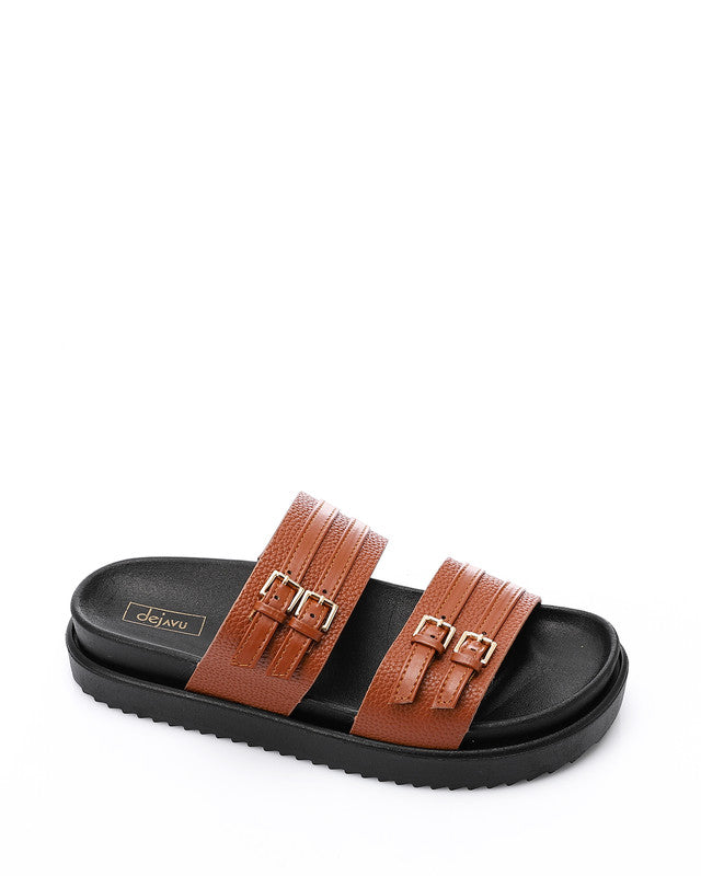 KND-DJTV-005 Leather Belt Black Slipper