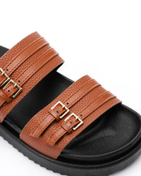 KND-DJTV-005 Leather Belt Black Slipper