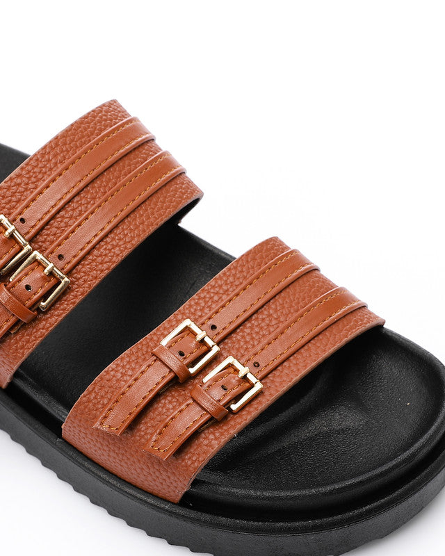 KND-DJTV-005 Leather Belt Black Slipper