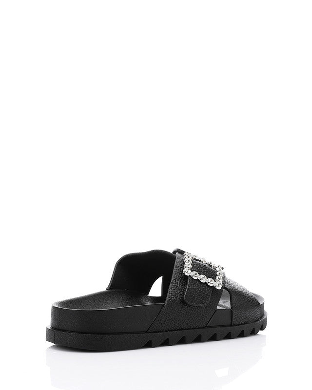 KND-DJTV-006 Cross Leather Belt Black Slipper