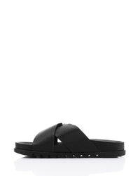 KND-DJTV-006 Cross Leather Belt Black Slipper