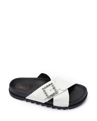 KND-DJTV-006 Cross Leather Belt Black Slipper