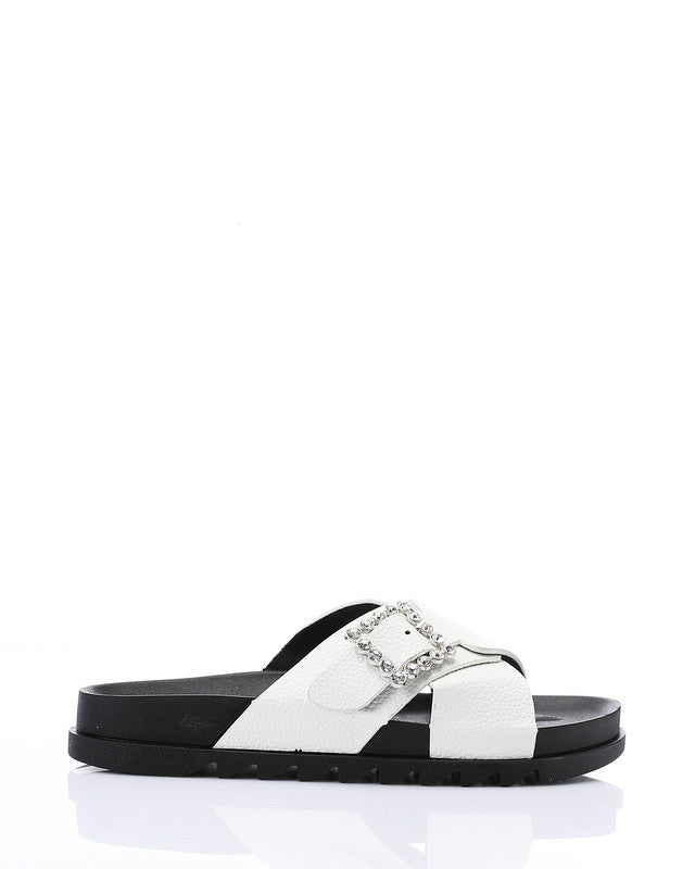 KND-DJTV-006 Cross Leather Belt Black Slipper
