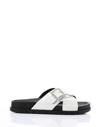 KND-DJTV-006 Cross Leather Belt Black Slipper