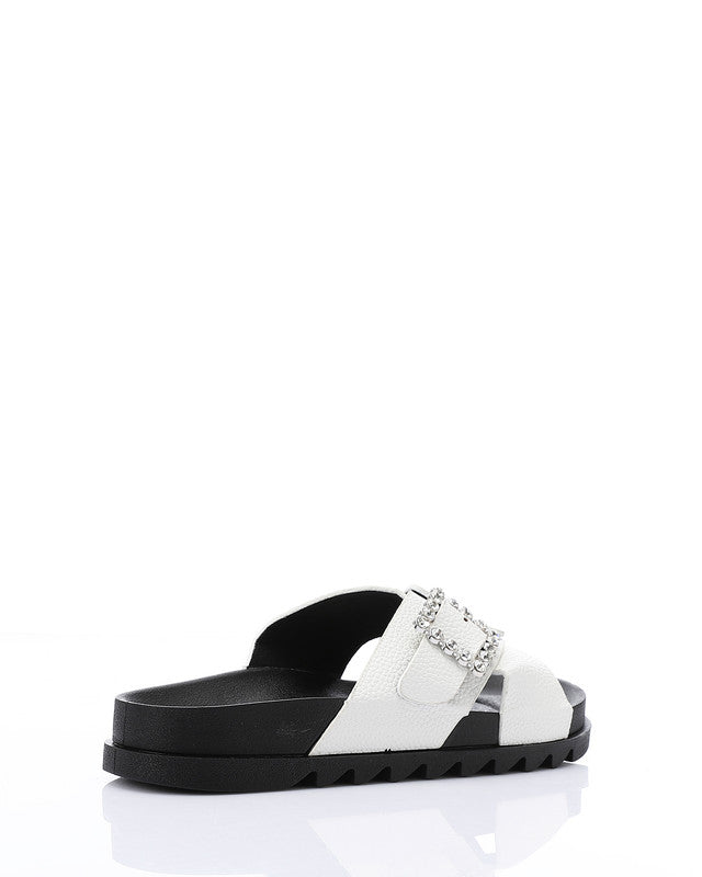 KND-DJTV-006 Cross Leather Belt Black Slipper