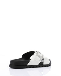 KND-DJTV-006 Cross Leather Belt Black Slipper