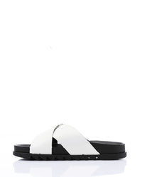 KND-DJTV-006 Cross Leather Belt Black Slipper