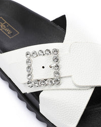 KND-DJTV-006 Cross Leather Belt Black Slipper