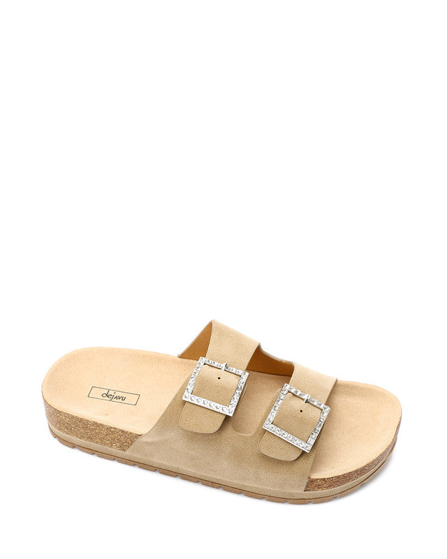 KND-DJTV-010 Double Diamond Buckle Suede Slippers