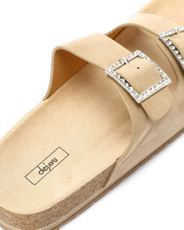 KND-DJTV-010 Double Diamond Buckle Suede Slippers