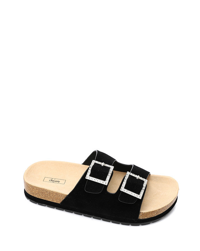 KND-DJTV-010 Double Diamond Buckle Suede Slippers
