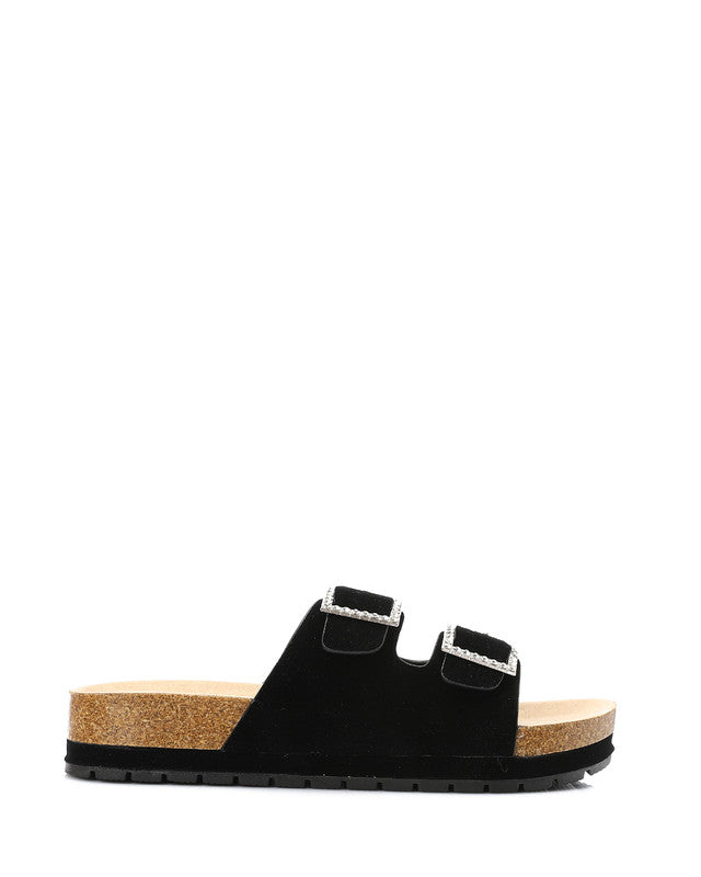 KND-DJTV-010 Double Diamond Buckle Suede Slippers