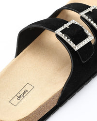 KND-DJTV-010 Double Diamond Buckle Suede Slippers