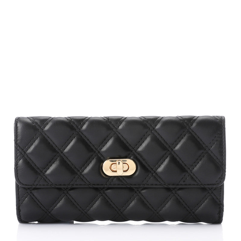 LID-DJTV-029 Lock Closure Quilted Wallet