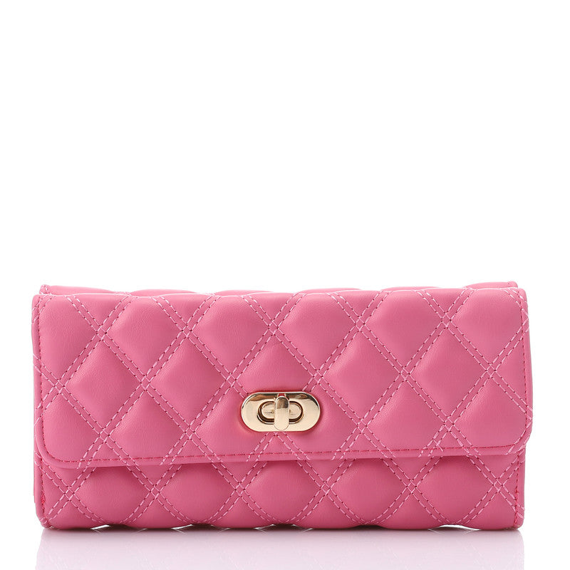 LID-DJTV-029 Lock Closure Quilted Wallet