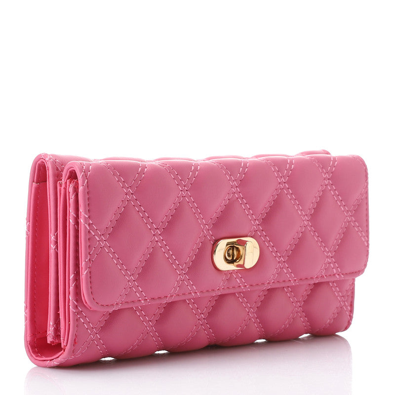 LID-DJTV-029 Lock Closure Quilted Wallet