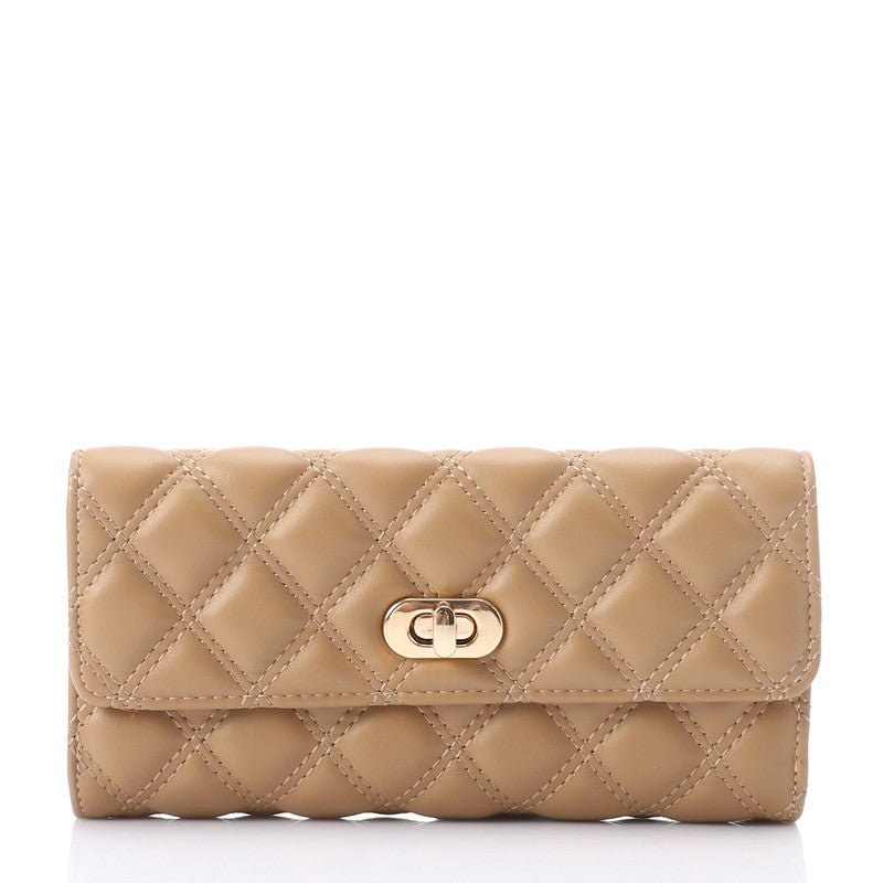 LID-DJTV-029 Lock Closure Quilted Wallet