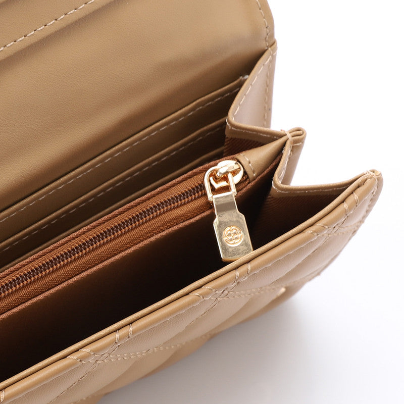 LID-DJTV-029 Lock Closure Quilted Wallet