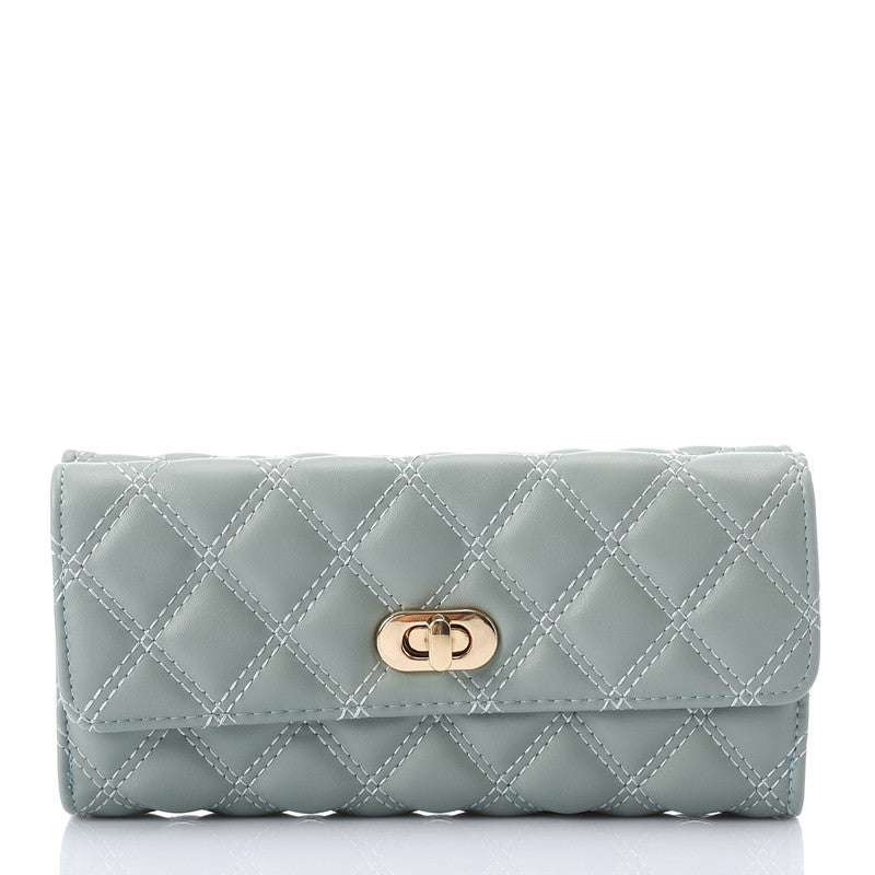 LID-DJTV-029 Lock Closure Quilted Wallet