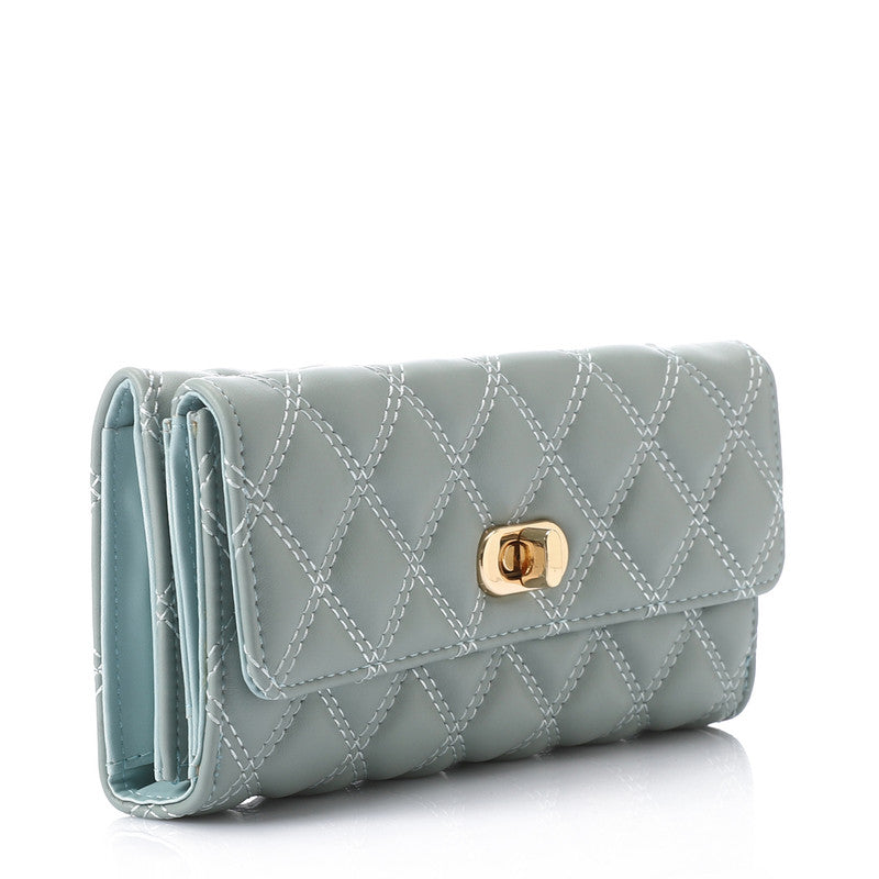 LID-DJTV-029 Lock Closure Quilted Wallet