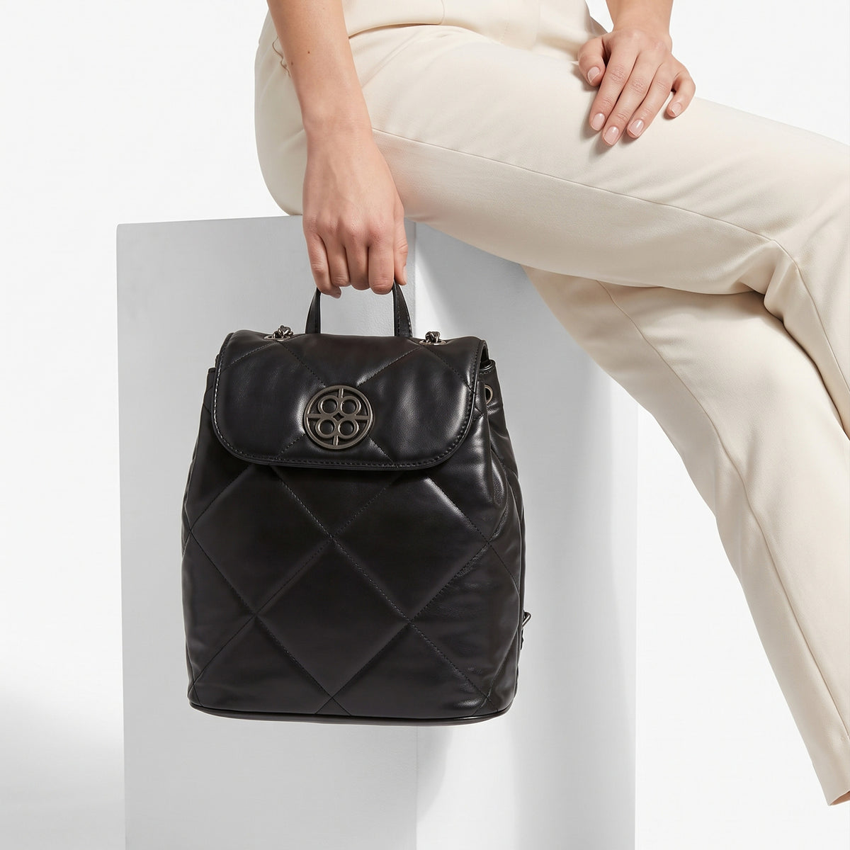 LID-DVTS-001 Quilted Faux Leather Backpack