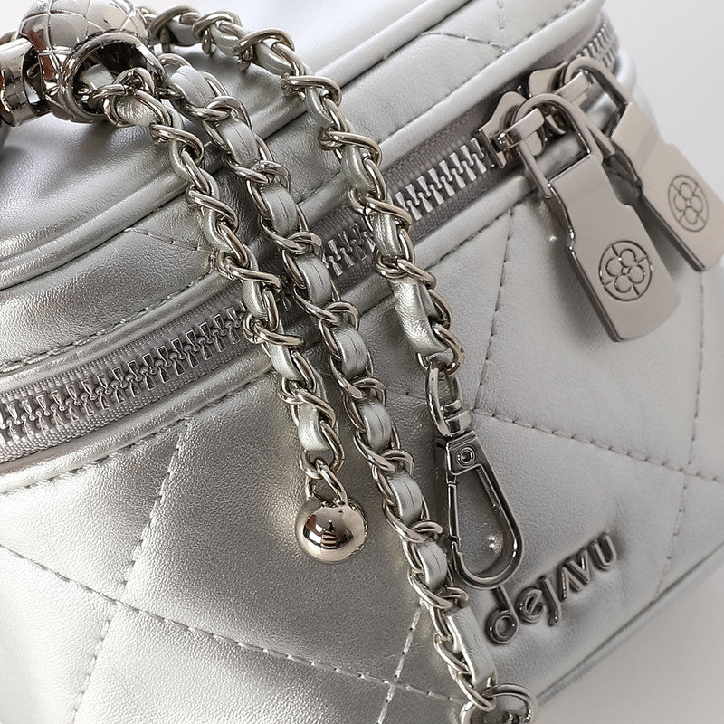 LID-DVTS-004 Quilted Dual-Zip Mini Crossbody Bag