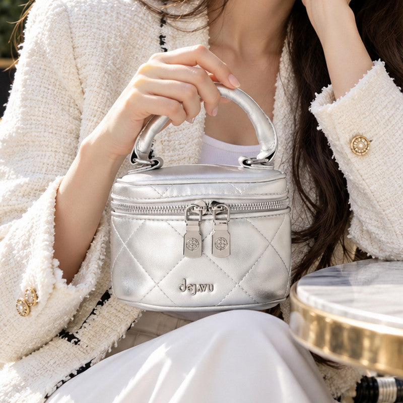 LID-DVTS-004 Quilted Dual-Zip Mini Crossbody Bag
